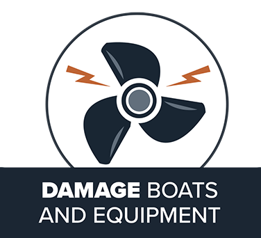 Damage boats and equipment